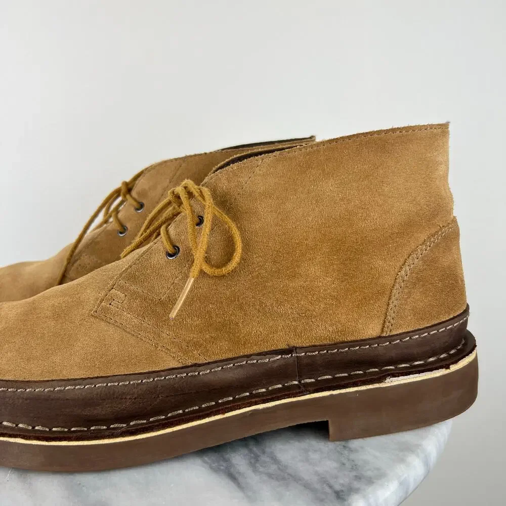 Clarks Men's Bushacre Rand Tan Suede Leather Laced Chukka Boots (Sz 13)
